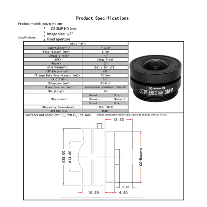 1%20Piece%202.1mm%20Wide%20Angle%20Mount%20Fixed%20CCTV%20Lens%202.1%20mm%20F1.8%20Megapixel%20Black%20Plastic%20for%201/3%20Sensor%20Size%20Camera%20-%20Image%206