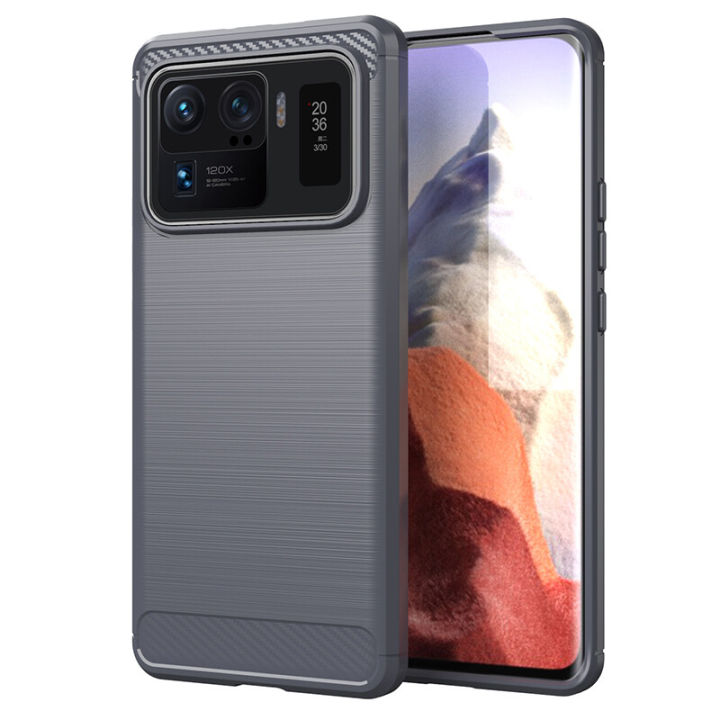lthmy for Xiaomi 11 Ultra Case Carbon Fiber TPU Soft Silicone Back Cover Armor Phone Case Casing