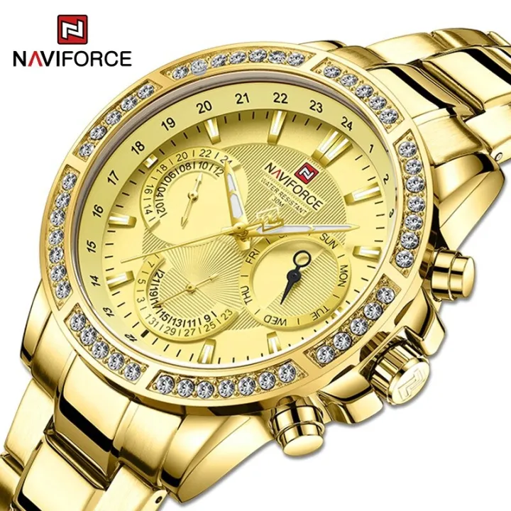 NAVIFORCE%20NF9196%20Golden%20Stainless%20Steel%20Chronograph%20Watch%20For%20Men%20-%20Golden%20-%20Image%204