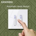 KAMANNI Luxury Light Switch LED Indicator Crystal Tempered Glass Piano Key Model design White Push Botton Wall Switches 220V New. 