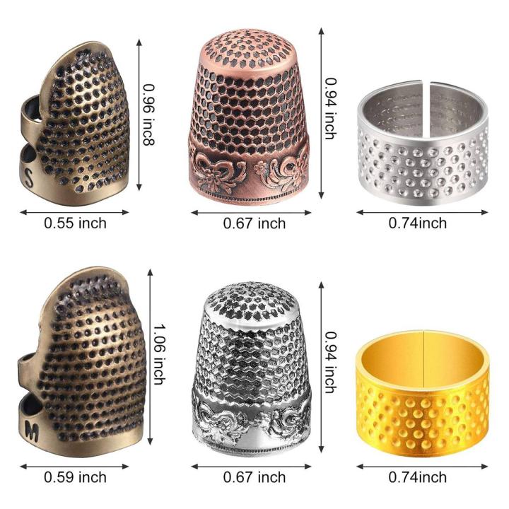 6 Pieces Sewing Thimble Finger Protector,Adjustable Metal Finger