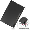 Custer Pure Color 3-Fold Holder Leather Case For Samsung Galaxy Tab S9 FE+.