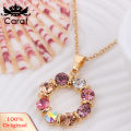 Carat Fashion Circle Colorful Rhinestone Necklace Ear Studs Earrings Women Jewelry Set. 