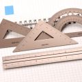 4 PCS Metal Ruler Set Square Ruler Triangle Protractor Metal Ruler Set Measure Draw School Office Supplies Scale Ruler Stationery.