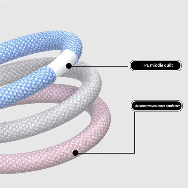 For%2015%20Macaron%20Data%20Cable%20Dual%20Type-C%20Fast%20Charging%20Braided%20Data%20Cable%20C%20to%20C%2060W%20100cm%20Charging%20Cable,Gray%20White%20Easy%20to%20Use%20-%20Image%208