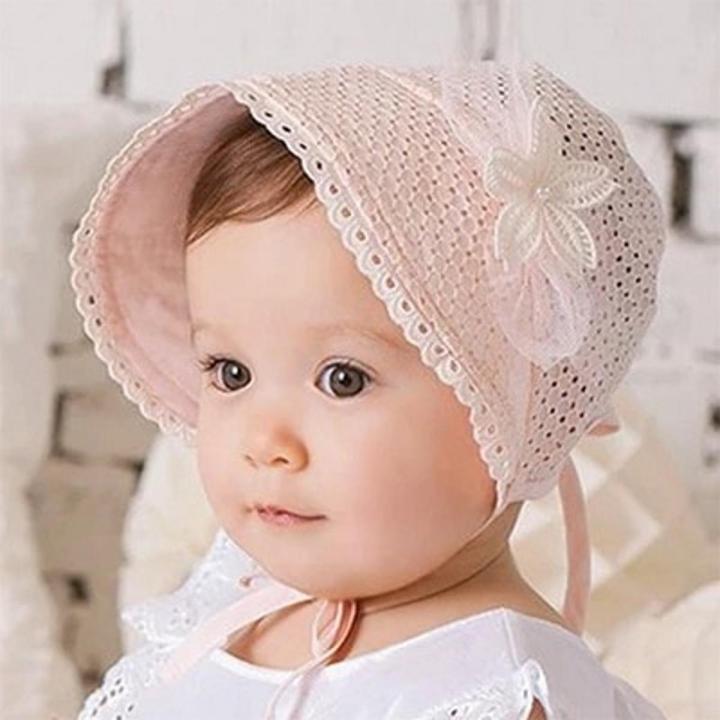 Lace Flower Hollow Baby Hat Cap Summer Princess Baby Girl Hat With Bow Kids Beach Bucket Hats Daraz .bd