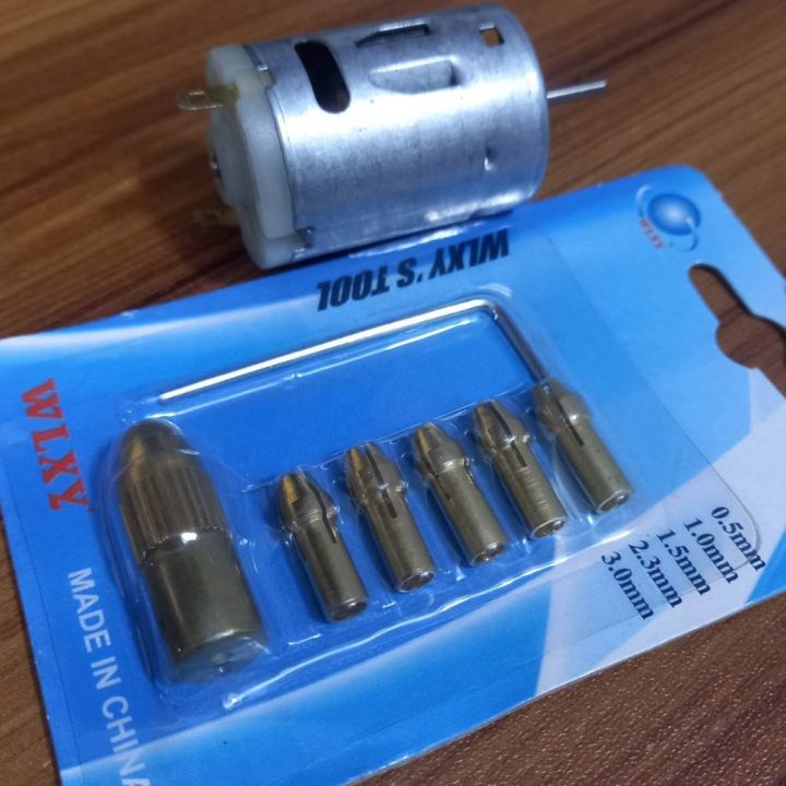 DC%2012V%20Motor%20With%20Mini%20Drill%20Chucks%20Set%205%20In%201%20Electric%20Motor%202.35mm%20Shaft%20Hole%20Micro%20Clamp%20Socket%20Adapters%20Gold%200.5mm%201mm%201.5mm%202mm%202.5mm%203mm%20Drill%20Chuck%20DIY%20Tools%20Set%20-%20Image%205