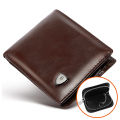 BOSTANTEN Men's PU Leather Tri-fold Wallet Clasp and Zipper Wallet For Men.