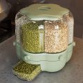 6-Grid Rotating Grid Grain Rice Dispenser Sealed Cereal Separate Bucket Dry Food Container Round Rice Storage Tank Storage Box. 