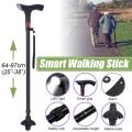 Tujyiik Adjustable Auto Alarm FM Radio Walking Stick LED Safety 4 Head Smart Stick. 