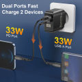 ] USLION 65W dual USB PD fast charging multi country plug. 