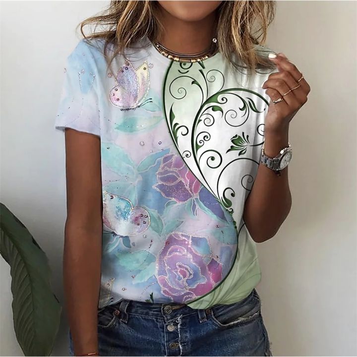 Fashion%20Woman%20Blouses%202023%20Summer%20Butterfly%20Print%20Short%20Sleeve%20Tops%20Female%20T-shirt%205xl%20Oversized%20T%20Shirt%20For%20Womens%20Clothing%20-%20Image%202