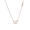 s925 sterling silver double C necklace women's lock rose gold Japanese and Korean version bone chain zircon, net red temperament necklace necklace with zircon. 