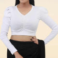 Cotton Crop Top Long Sleeve Blouse for Women, Stylish, Soft, and Comfortable.