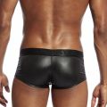 Mens Leather Underwear Boxers Bright Gold Crotchless Boxer Shorts Men U Convex Low Waist Male Boxershorts Underpants. 