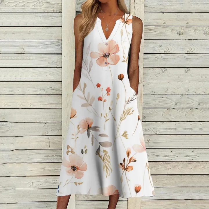 2024%20Summer%20New%20Amazon%20Foreign%20Trade%20Wish%20Independent%20Station%20Fashion%20Pocket%20V-neck%20Stripe%20Sleeveless%20Casual%20Dress%20-%20Image%206