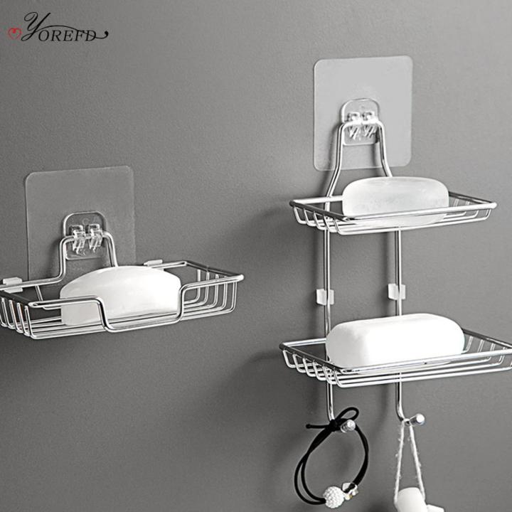 soap holder organizer lagayan ng sabon pang ligo soap organizer OYOREFD Strong Wall Mounted Stainless Steel Soap Holder Bathroom Double Layer Drain Soap Tray Shower Soap Dish Bathroom Products