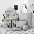 Backpack new five-piece set of schoolbag women's Korean version ins color-blocked middle school student schoolbag fashion campus student backpack. 