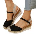 Women Closed Toe Wedge Sandals Women 2023 Summer Buckle Strap Gladiator Shoes Woman Fashion Espadrilles Platform Sandalias Mujer.