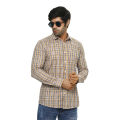 Casual check shirt for men white and yellow color. 