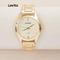Lovito Classy Plain Basic Stainless Steel Strap Quartz Watch for Woman LL4025 (Golden).