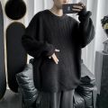 Knitted Sweater Men Autunmn Winter Warm Clothing Korean Fashion Long Sleeves Top Vintage Solid Baggy Pullover Y2K Male Clothes.