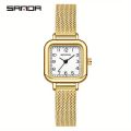 SANDA Women's Exquisite Leisure Business Mesh Quartz Watch Fashion Square Pointer Stainless Steel Waterproof Watch Gift.