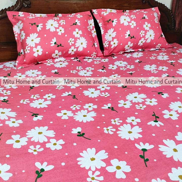 King%20Size%20Bed%20Sheet%20Set%20with%20Pillow%20Cover%20Chador%20set%207.5%C3%978.25%20feet%20Full%20Cotton%20Fabric%20in%20Red,%20Blue,%20Pink,%20Green%20-%20Reliable%20and%20Durable%20Bedding%20-%20Image%204