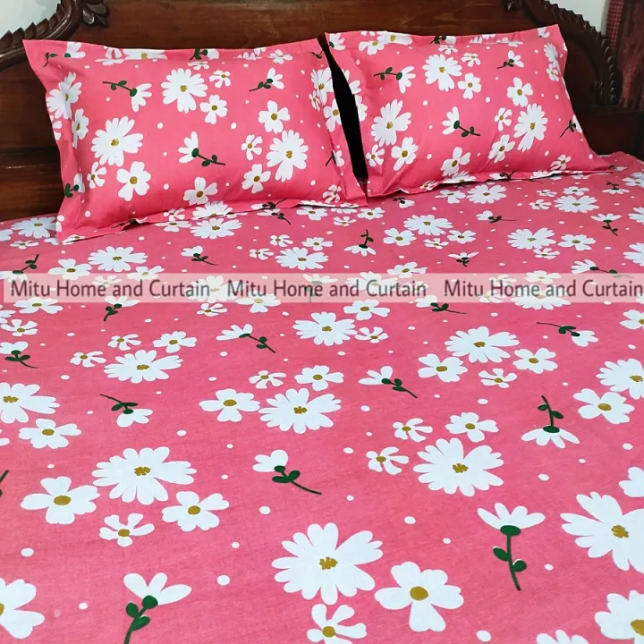 King%20Size%20Bed%20Sheet%20Set%20with%20Pillow%20Cover%20Chador%20set%207.5%C3%978.25%20feet%20Full%20Cotton%20Fabric%20in%20Red,%20Blue,%20Pink,%20Green%20-%20Reliable%20and%20Durable%20Bedding%20-%20Image%204