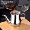 410ml Stainless Steel Oil Tank Large Capacity Oil Bottle Kitchen Oil Filter Pot Soy Sauce Vinegar Container Coffee Pot.