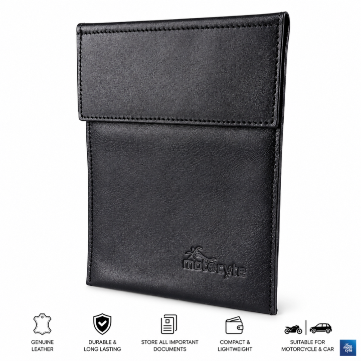 Bike Document Holder Bag Made with Authentic Leather Water Resistant for Bike & Car-1 Piece