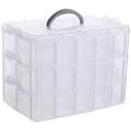 Arts, Crafts and Jewelry Organizer Stackable 3-Tier Clear Plastic Organizer with 30 Adjustable Compartments.