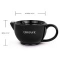 QSHAVE Razor Shaving Scuttle Mug Filled hot Water Keep Lather Always Warm It Large Size Bowl Handmade Pottery Cup Black White. 