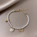 2021 Elegant Baroque Pearl String Bracelet For Woman Luxury Zircon Bee Pendant Bracelet Fashion Girl's Sweet Jewelry.