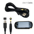 【support】 1Pc 2 in 1 USB 2.0 Data Cable Charger Lead for PSP 1000 2000 3000 Portable Game Accessory Leima. 
