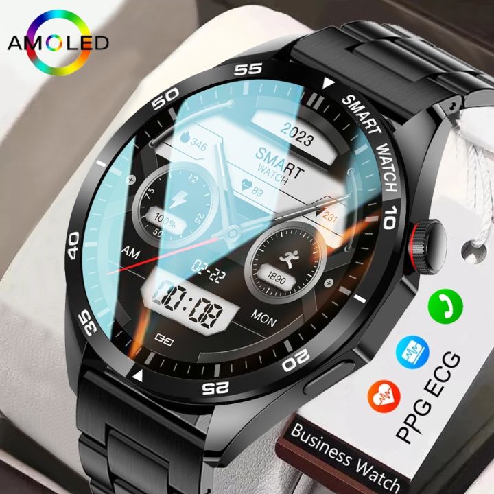 2024 New Huawei Xiaomi Smartwatch Men's AMOLED HD Screen ECG+PPG Bluetooth Talk Smart Watch Men's Sports Fitness