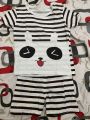 Toddler Child Baby Boys Girls Short Sleeve Cartoon Tops Shirt+Pants Outfits Set Baby Bow. 