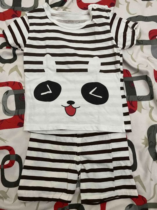 Toddler%20Child%20Baby%20Boys%20Girls%20Short%20Sleeve%20Cartoon%20Tops%20Shirt+Pants%20Outfits%20Set%20Baby%20Bow%20-%20Image%205