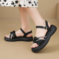 H-1 Sandals Women's 2024 New Summer Wear Thick-soled Versatile Lace-up Soft-soled Flat-soled Sen Slippers. 