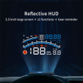 Car Flat Monitor OBDII EUOBD 5.5Inch Windshield Projector HUD Display Water Temperature Change Reminder. RPM KM/H Easy to Use. 