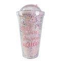 Cartoon Cute Rainbow Cup with Straw Girl Water Bottle Double Plastic BPA Free cute Juice Milk Coffee 550ml Drinking Tumbler. 