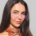 New Fashion Crystal Sunglasses Frames For Women Small Diamond Eyeglasses Line Alloy Frame Eyewear Punk Half Frame Glasses. 