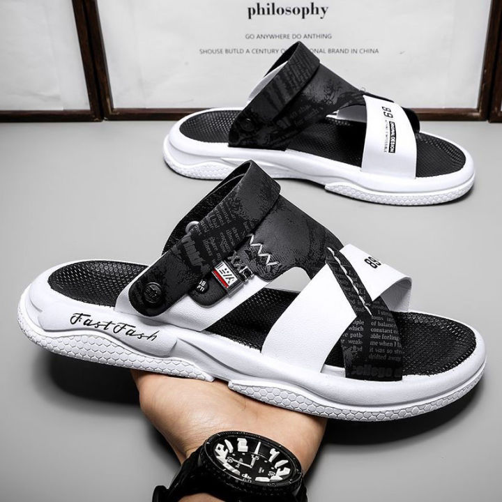 Sandals Men's Summer Outdoor Fashionable Sports Non-Slip Wear-Resistant Soft Bottom Driving Slippers Dual-Use Outdoor Beach Shoes Men
