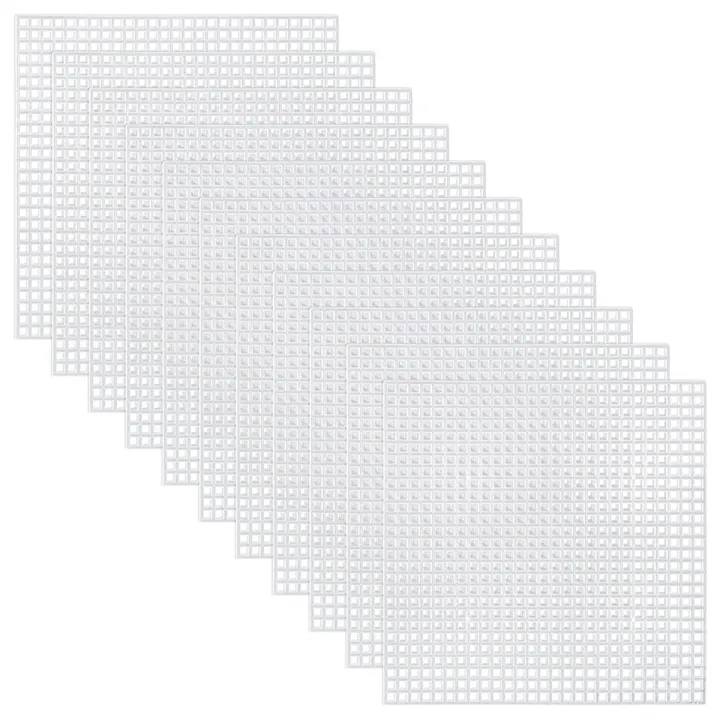 30 Pieces Plastic Mesh Canvas Sheets for Embroidery, Acrylic Yarn Crafting, Knit and Crochet Projects (10.6 x 10.6cm)