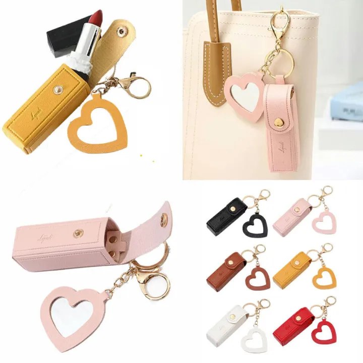 Keychain%20Lipstick%20Bag%20Small%20Leather%20Lipsticks%20Protective%20Cover%20With%20Mirror%20Portable%20Makeup%20Pouch%20for%20Daily%20use%20Women%20Makeup%20-%20Image%203