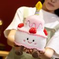 【Trick or Treat Alliance Mall】Adorable Strawberry Cake Plush Toy Dessert Kawaii Sweet Birthday Cake Candle Party Decor Creative Gift. 