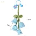 Crochet Flower Keychain Birthday Gift Knitted Orchid Bell Flower Pendant.