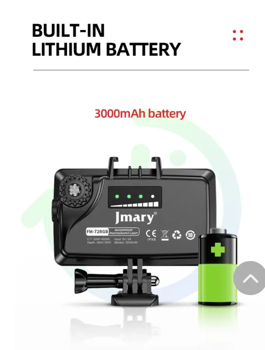 Jmary%20FM-72RGB%20Waterproof%20RGB%20Video%20Lights%20Mini%20LED%20Camera%20Light%203000mAh%20Rechargable%20LED%20Panel%20Lamp%20Photo%20Video%20Lighting%20Color%20Temperature%205000-6000K%20For%20Camera%20Youtube%20Tik%20tok%20(1%20Pcs%20Set)%20-%20Image%203