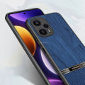 Vantime for Xiaomi Poco F5 / Redmi Note 12 Turbo 5G Case Lens Protection Wood Grain Hard Cover. 