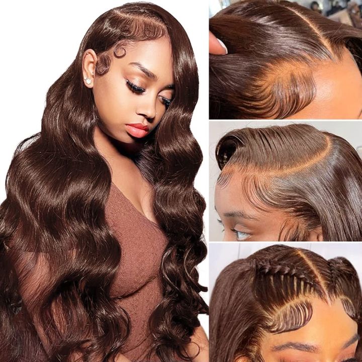 Brown%2013x4%20Lace%20Frontal%20Human%20Hair%20Wigs%20For%20Women%20Body%20Wave%20HD%20Transparent%20Lace%20Front%20Human%20Hair%20Wig%20Glueless%20Wig%20250%25%20-%20Image%203